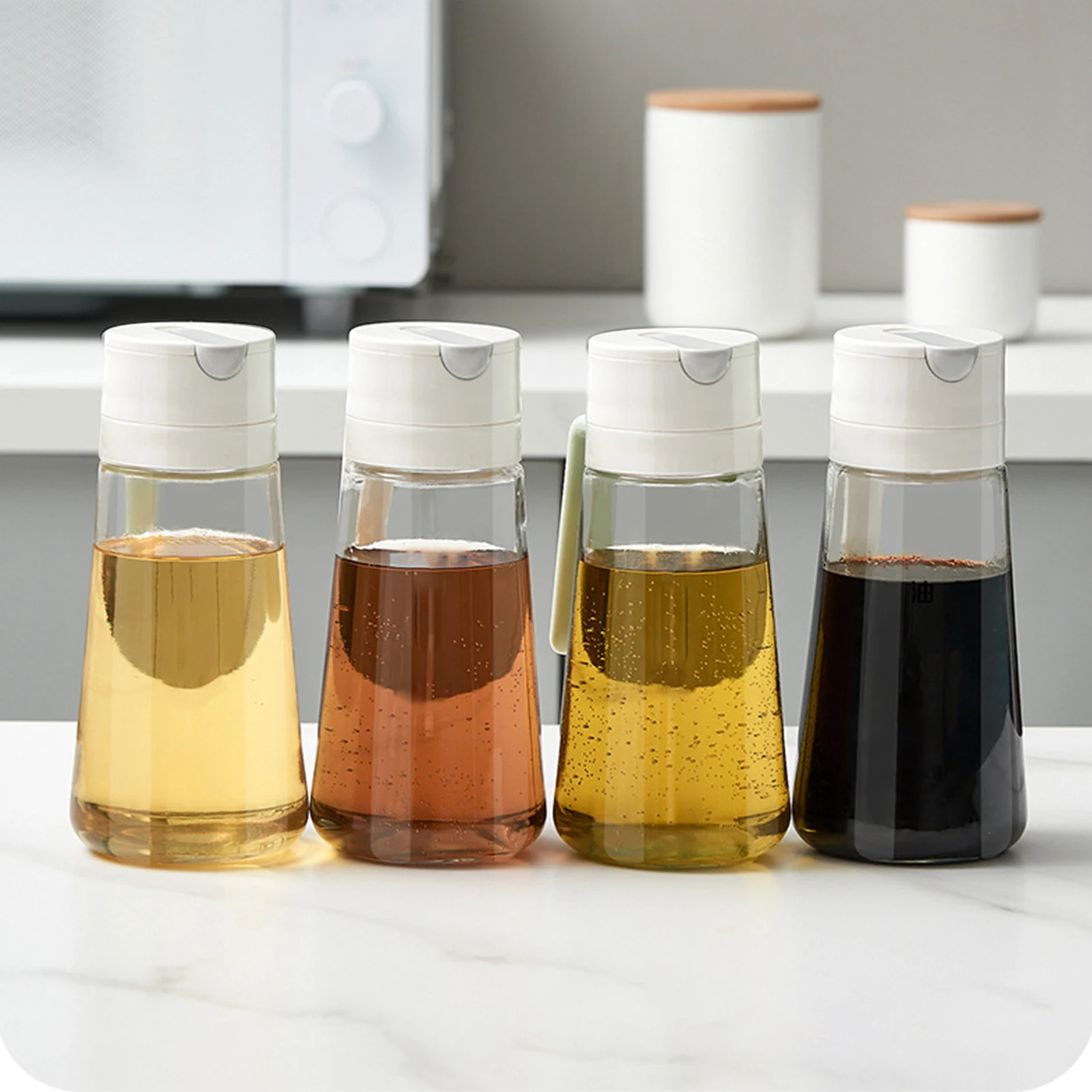 

550/650ml Oil Bottle With Automatic Flap Glass Seasoning Bottle Drip-Free Design Automatic Opening And Closing Oil Dispenser