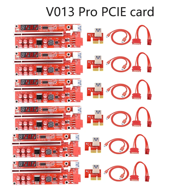 

10 конденсаторов GPU PCIE/PCI-E Riser 009S 010 Plus карта PCI E X16 PCI Express 6Pin до 1X USB3.0 светодиодный переходник для майнинга для видеокарты