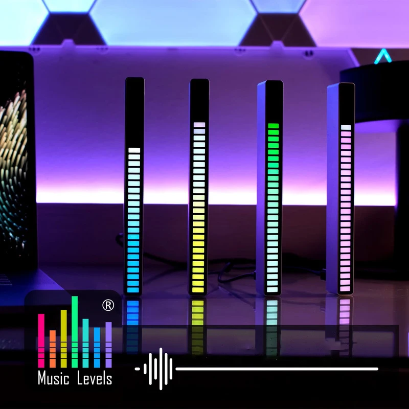 

Креативное управление звуком, автомобильная атмосферсветильник, светодиодный уровень, музыкальный ритм, светильник ющий свет s, USB, цветная ...