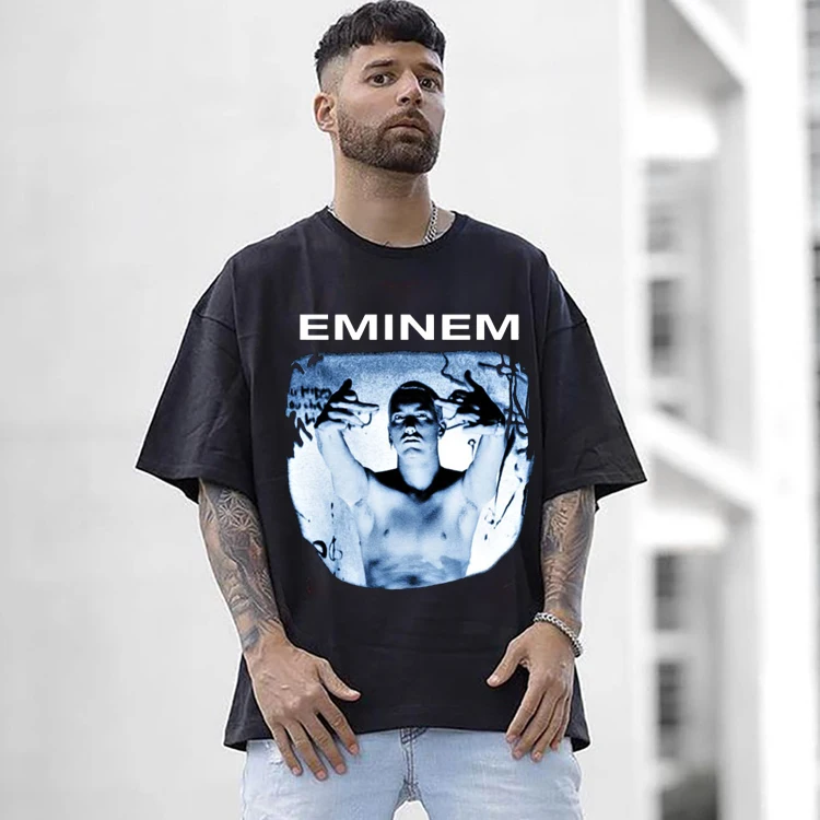Футболка Eminem Мужская с принтом в стиле хип-хоп хлопковая рубашка большого