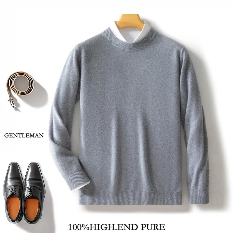 Осенне-зимний новый свитер из 100% чистой мериносовой шерсти мужской вязаный