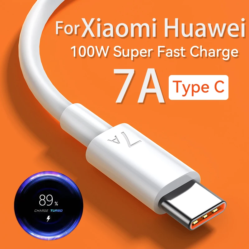 

Супербыстрый зарядный кабель USB C 7A 100 Вт для телефона Android Xiaomi Huawei OnePlus, аксессуары для телефона OPPO, шнур передачи данных типа C