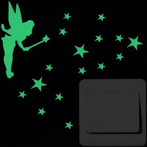

Cartoon Switch Sticker Glow in the Dark Cat Sticker Fluorescent Fairy Moon Stars Sticker Kid Room Decoration Home Decor