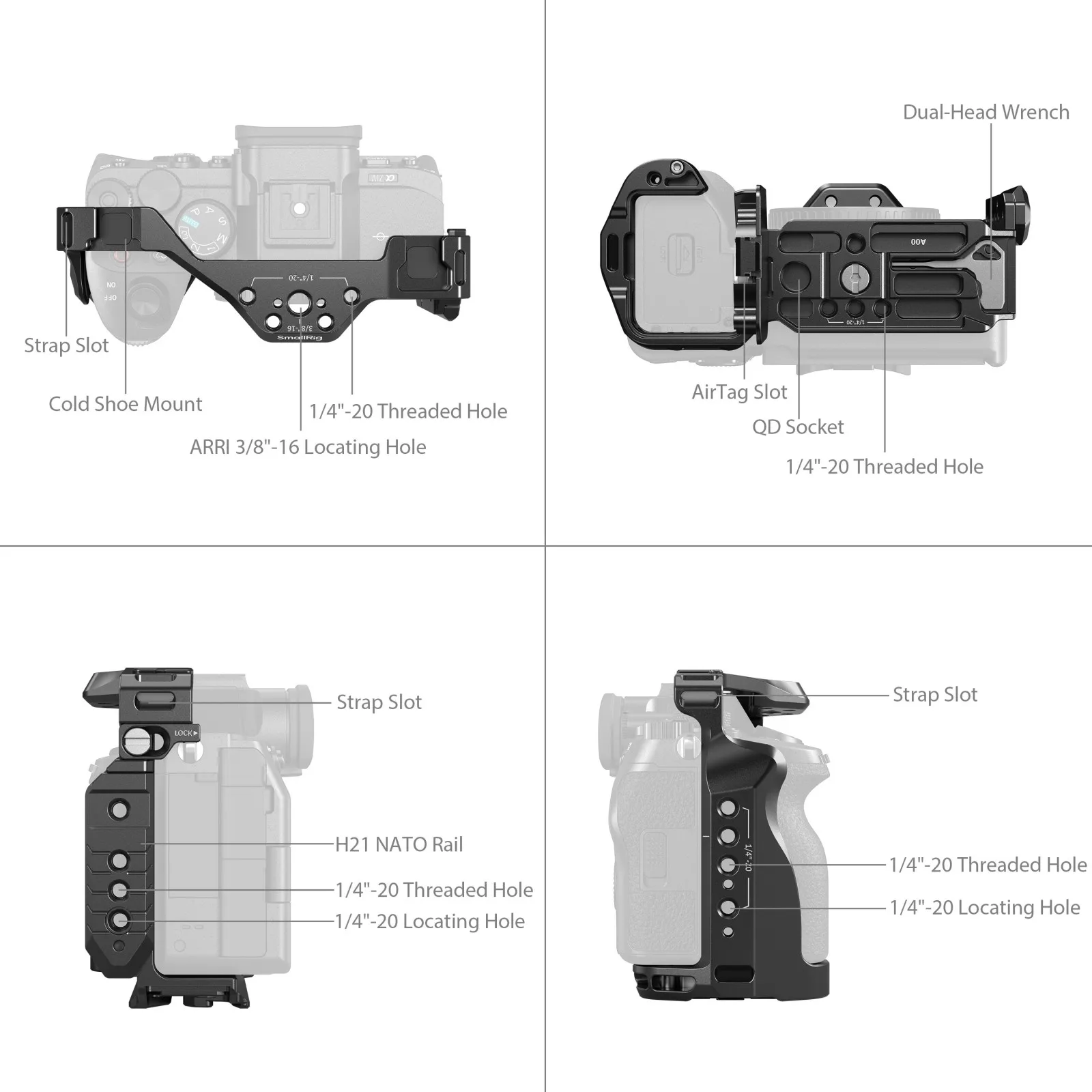 Фото Клетка для камеры SmallRig с отсеком для Airtag для Sony Alpha 7R V / 7 IV / 7S III / 1 / 7R IV с быстросъемной пластиной 5583 №3