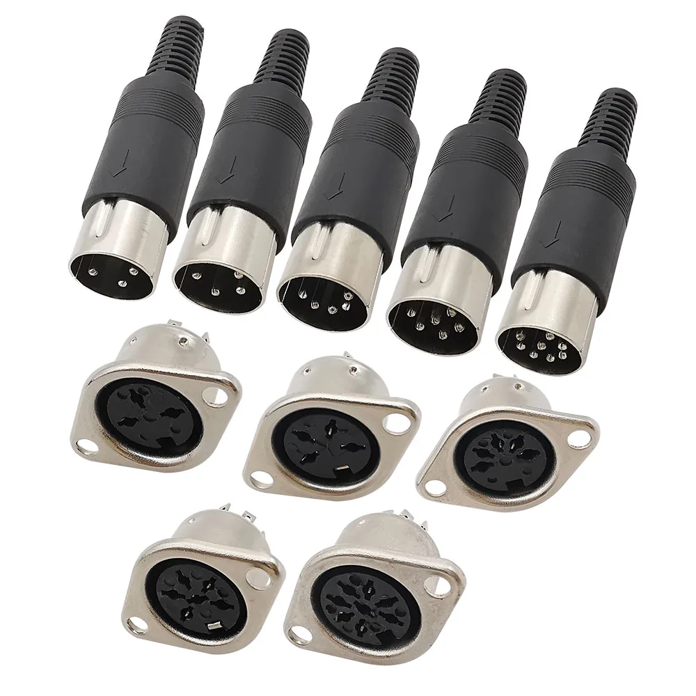 2 шт. DIN 3 4 5 6 8-контактный штекер DIN/гнездо для монтажа на панель шасси разъем адаптер для кабеля для пайки