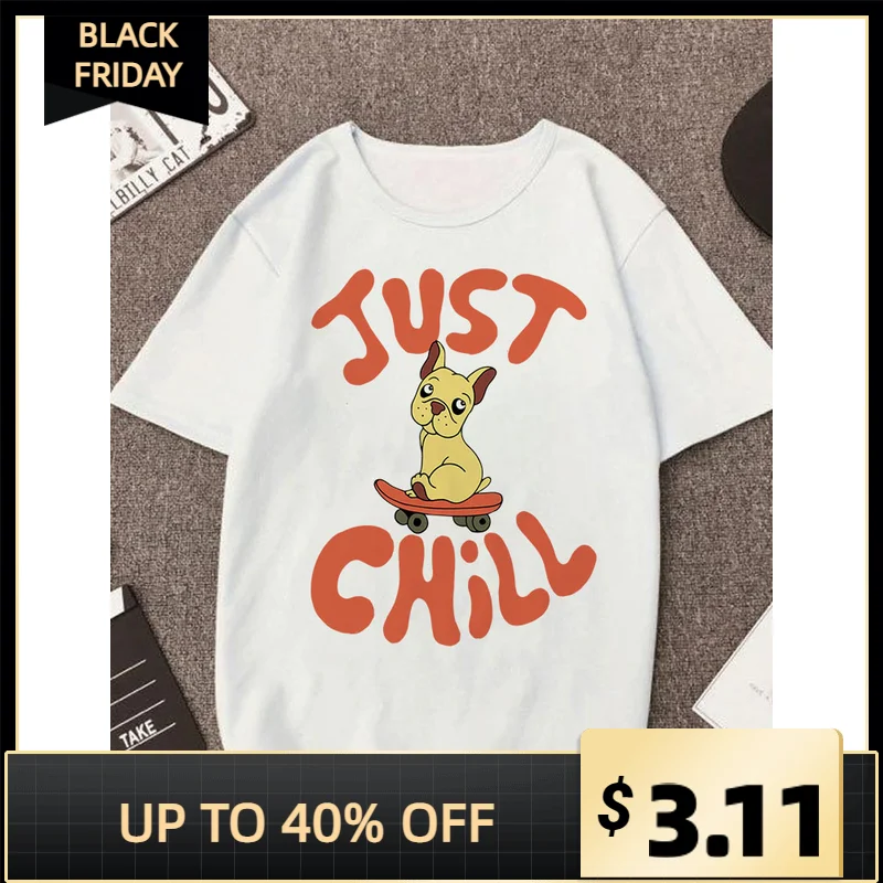 

Just Chill Printed O-neck Girls T-shirts Young Ladies tshirt Women Clothing Short Sleeves White Summer Tops For Woman Fashion