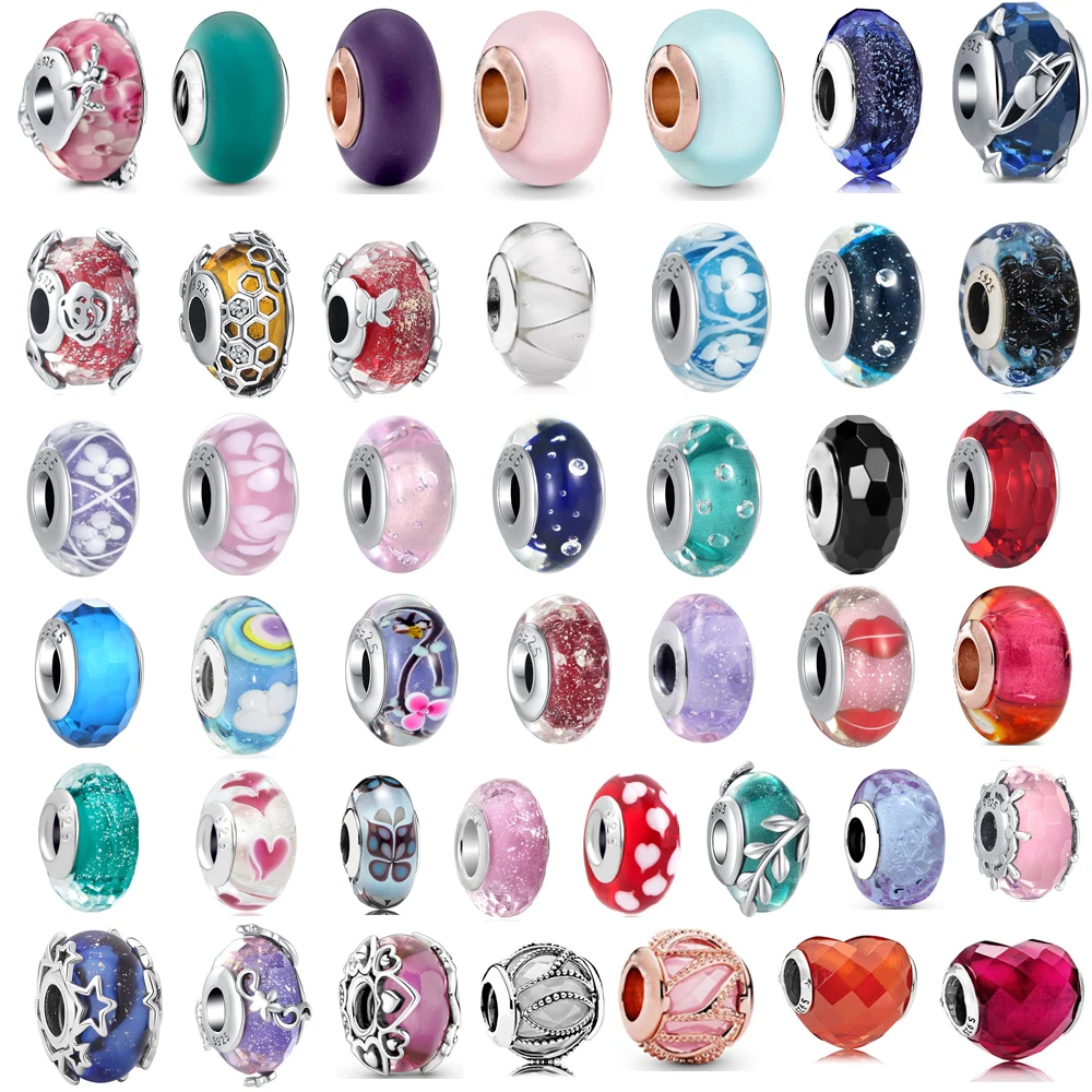 Новый оригинальный серебряный браслет из бусин муранского стекла подвеска для