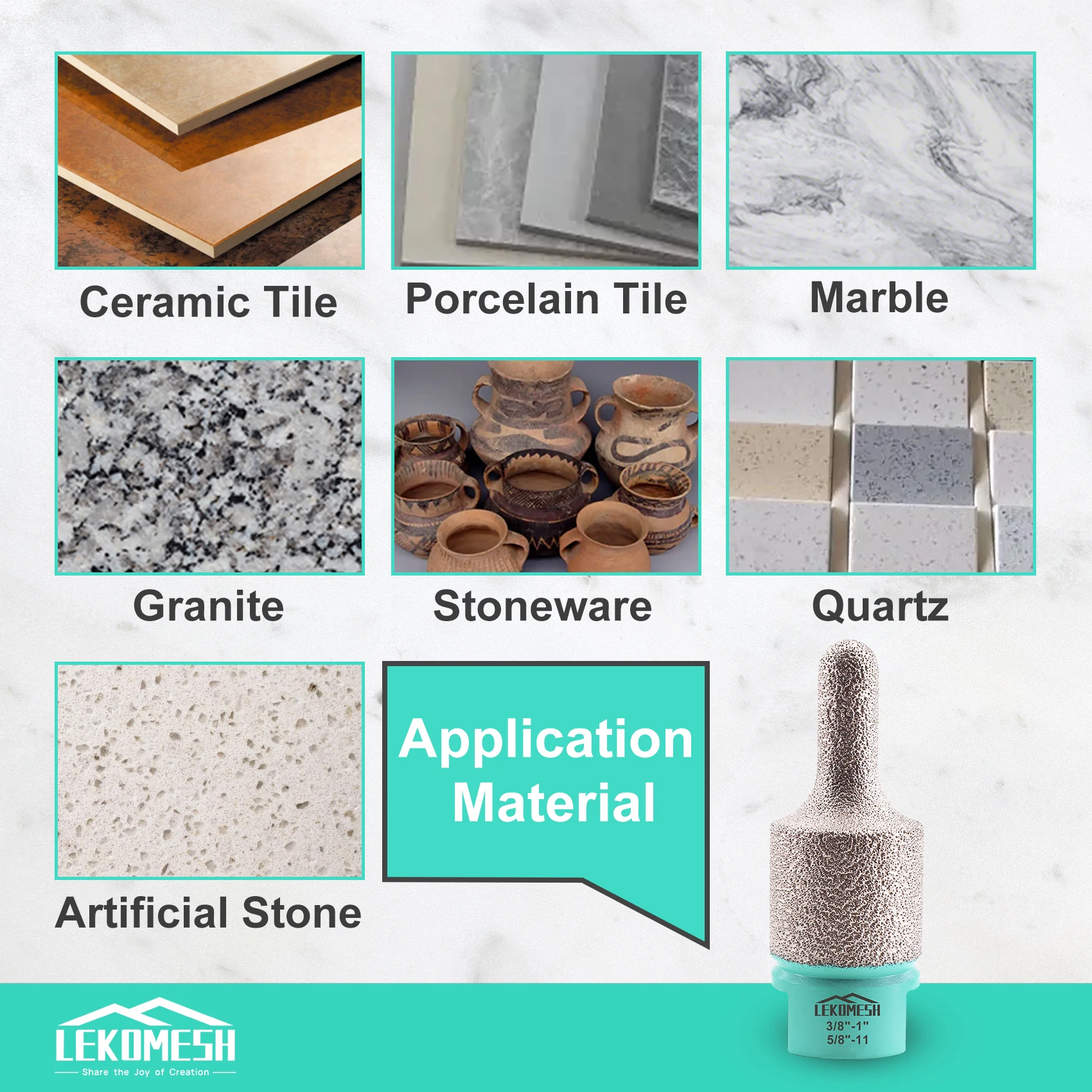 LEKOMOSH 1 шт. M14/5 8-11 резьба алмазная шлифовальная насадка конусная плитка гранит