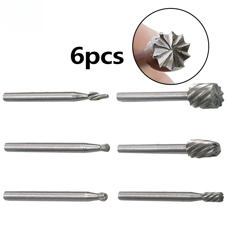 

Качественные Электрические шлифовальные принадлежности, 6 шт. алмазных бит, вращающиеся шлифовальные сверла из сплава, стальные шлифовальные сверла, деревообрабатывающие фрезы, вращающиеся рашпили