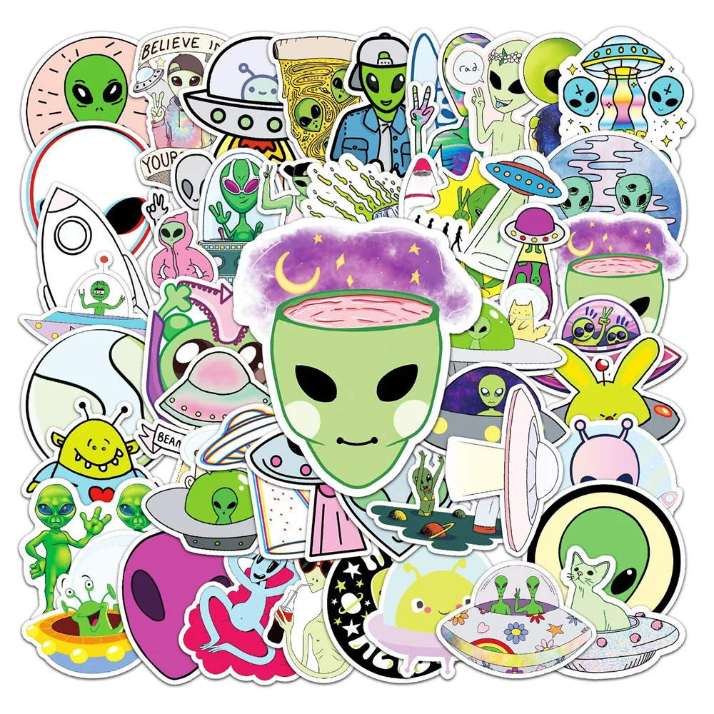 

10/30/50PCS Alien Graffiti Stickers Personality Cartoon UFO Stickers DIY Ledger Skateboard Luggage Stickers Wholesale