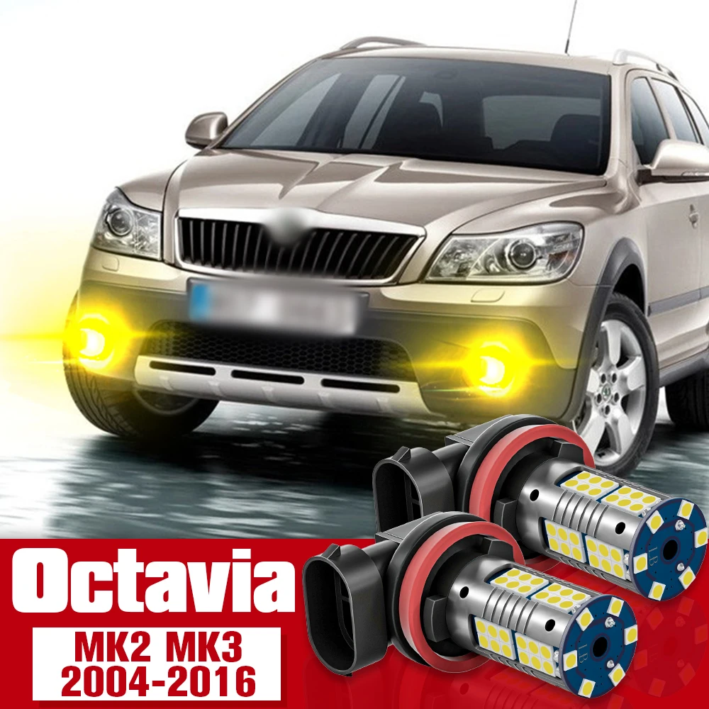 

2pcs Front Fog Light Accessories LED Bulb Lamp For Skoda Octavia 2 MK2 A5 3 MK3 A7 2004-2016 2008 2009 2010 2011 2012 2013 2014