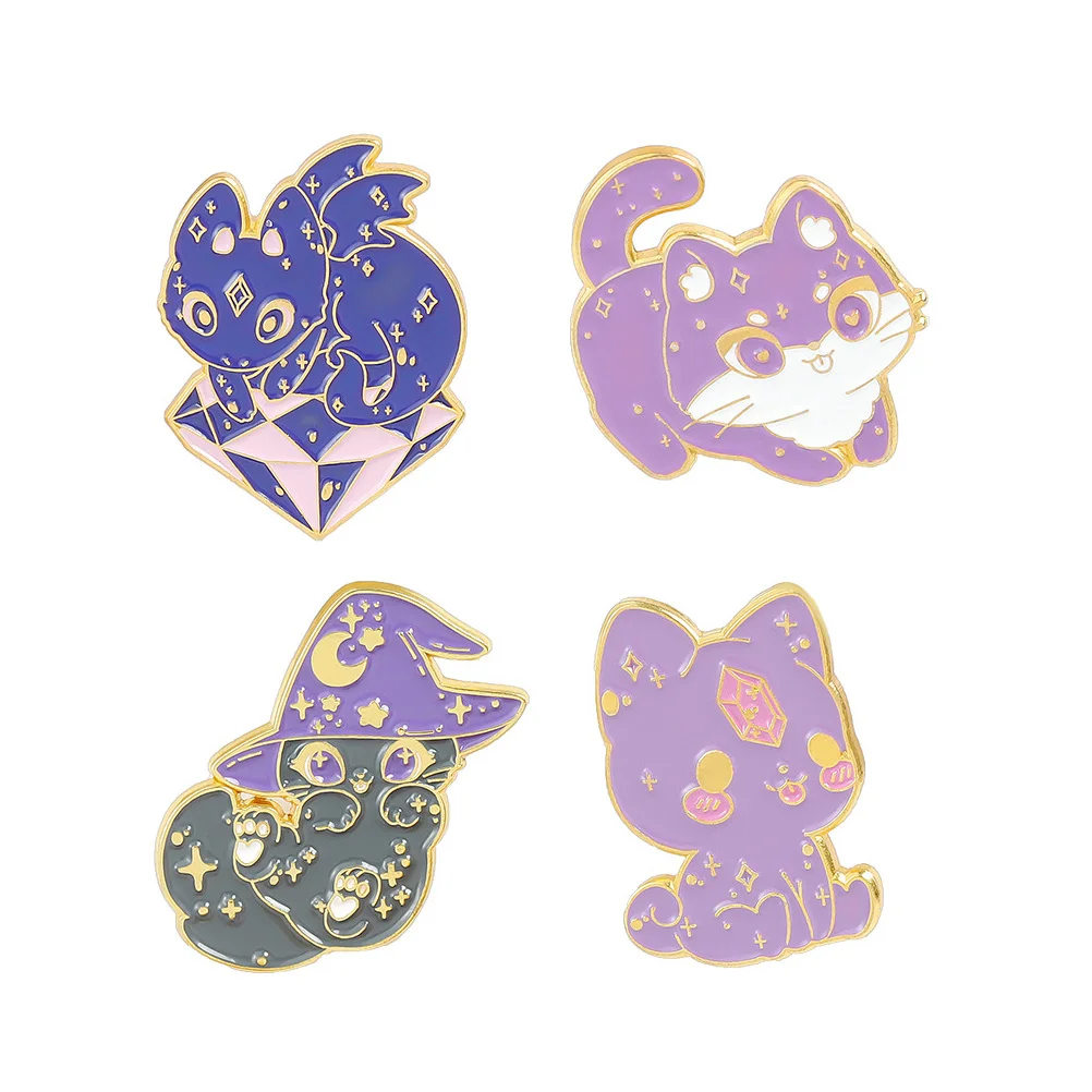 4 шт. брошь с изображением кошки-волшебника зажимы для котенка шляпа животным