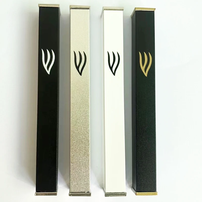 

Classic Jewish Door Mezuzah Case Metal Jewish Judaica Gift Aluminum Mezuza White Black Mezuzah with Paper Scroll