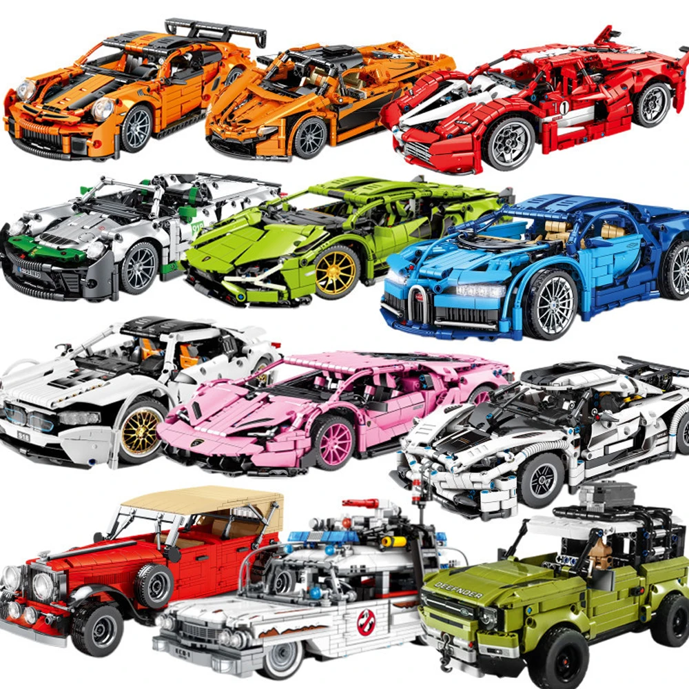 

Speed Champion Ferrari Lamborghini Bugatti Koenigsegg MOC Building Blocks Model City Sport Car Racing Bricks Gifts Toys For Boys