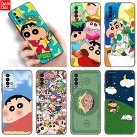 anime crayo shin chan silicone phone case for xiaomi redmi note 11 11s 11t 11e 10 10t 10s 9s 8t 9 8 7 pro 5g black soft cover