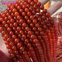 high quality natural red agates stone smooth round shape loose spacer beads 468101214mm diy gem handmade jewelry 38cm sk164