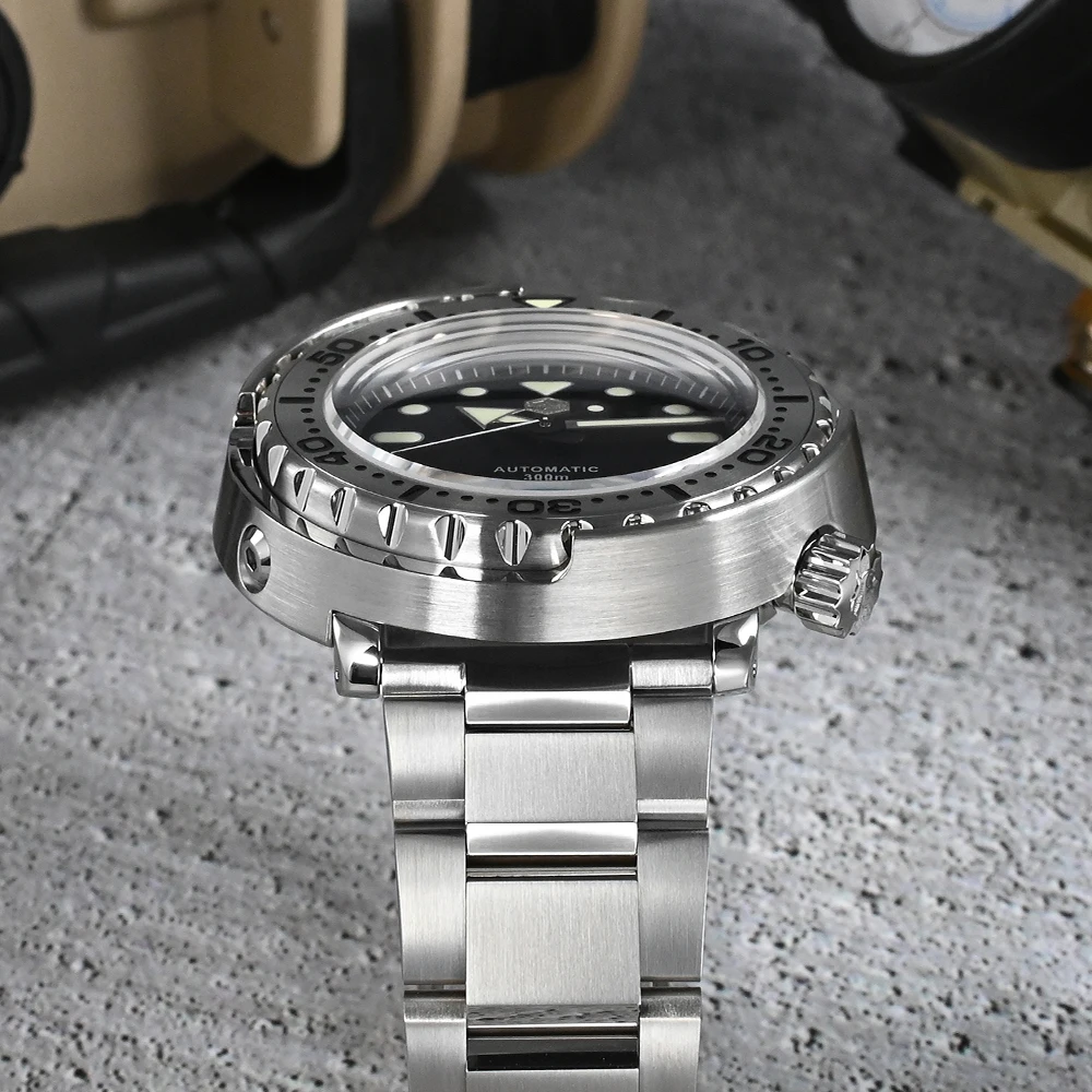 San Martin New 47mm Tuna Diver Watch Men Watches Automatic NH35 Mechanical Stainless Steel Wristwatch Sapphire Mirror 30Bar часы