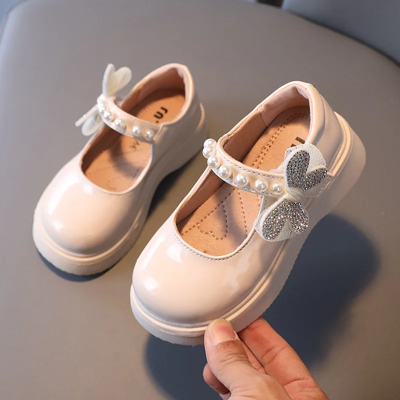 

Rhinestone Girls Shoes Kids Leather Dress Children Princess For Wedding Party Dance Performance Single