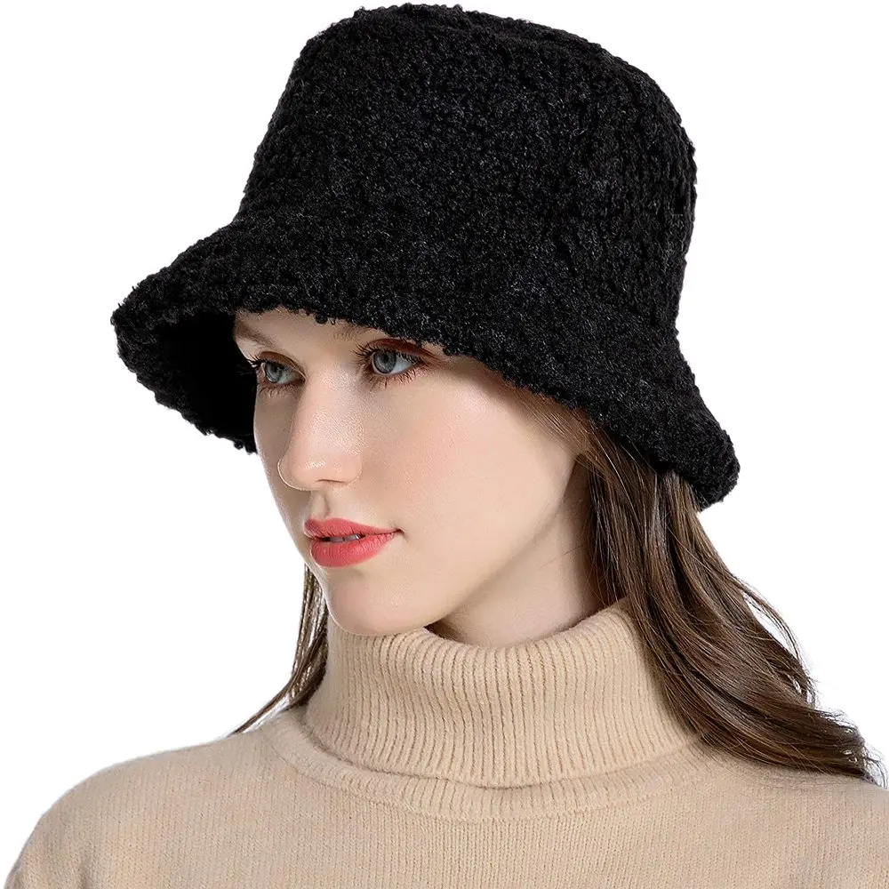 

Женская зимняя Панама, винтажные шляпы-«Колокол», теплые уличные рыбацкие Кепки из искусственного меха и шерсти черного цвета