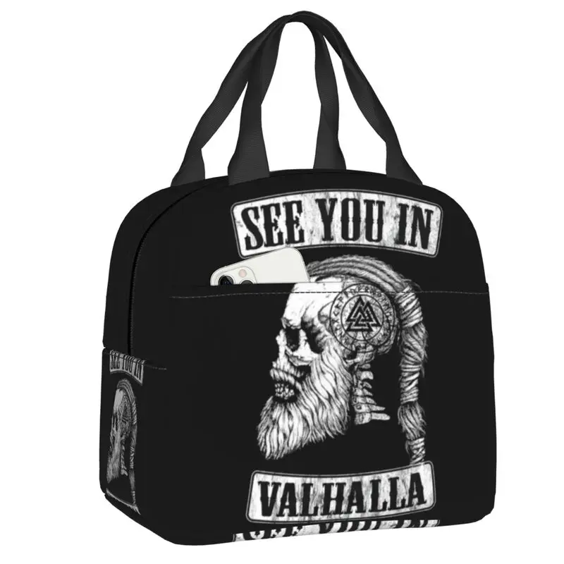 

See You In Valhalla Skull Viking Insulated Lunch Bag Portable Norse Odin Ragnar Warrior Cooler Thermal Bento Box School Children