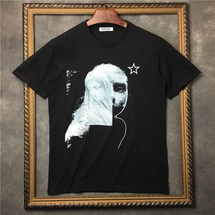 

New Novelty Unisex gentleman Star portrait T Shirts T-Shirt Hip Hop Skateboard Street Cotton T-Shirts Tee Top kenye #F38
