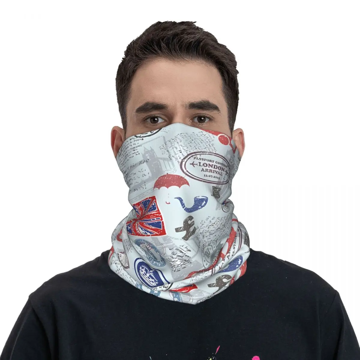 Шейный платок в английском ретро-стиле красно-синий цвет шейный маска для лица из