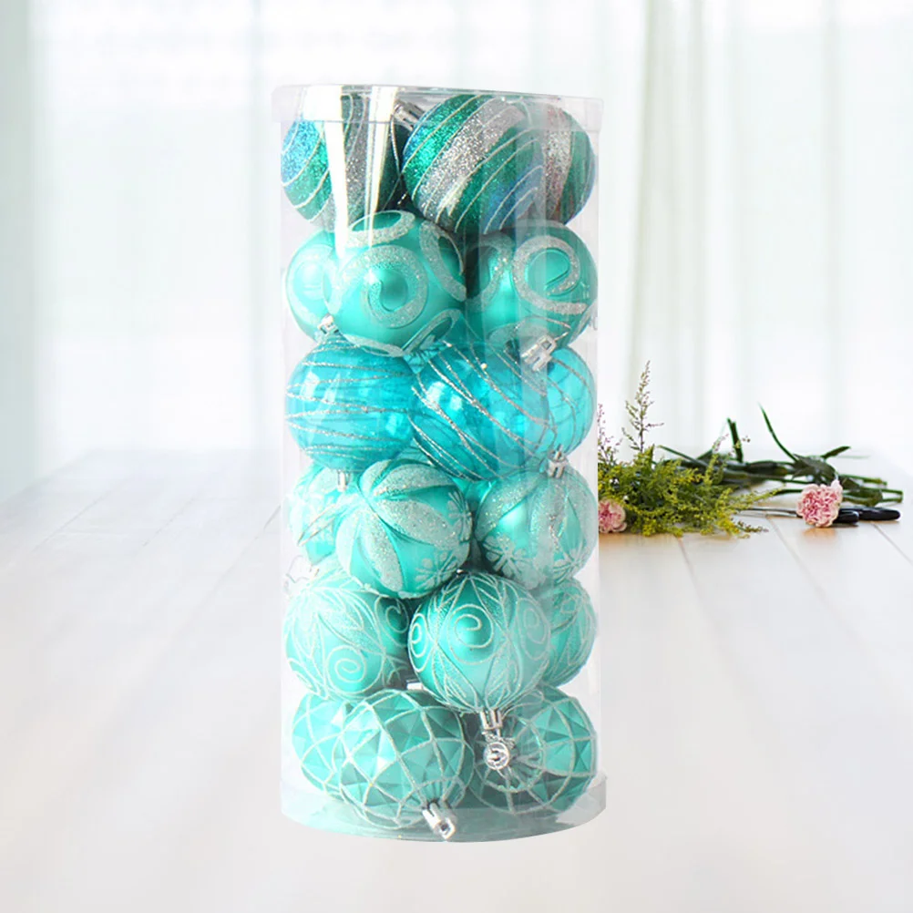

24PCS 60mm Christmas Essential Painting Basic Shatterproof Christmas Ornaments Decoration (Sky-blue)