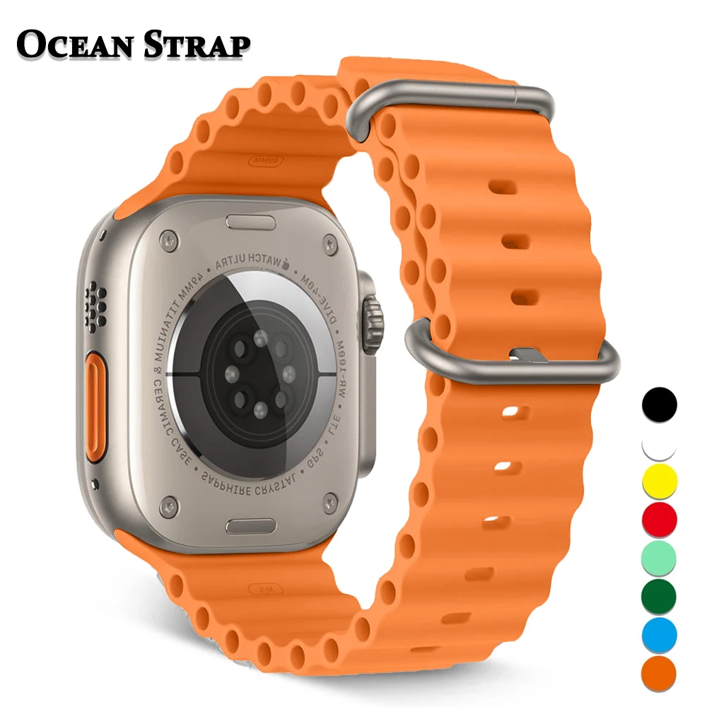 

Силиконовый ремешок Ocean Band для Apple Watch Ultra, мягкий спортивный браслет для iWatch Series 8 7 6 5 3 SE, 49 мм 45 41 мм 38 40 42 мм 44 мм