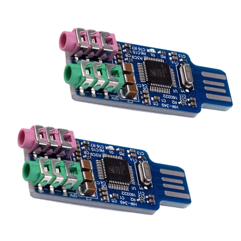 

USB-звуковая карта CM108 2 шт., модуль с бесплатным драйвером для ноутбука, внешняя звуковая карта с разъемом для микрофона 3,5 мм