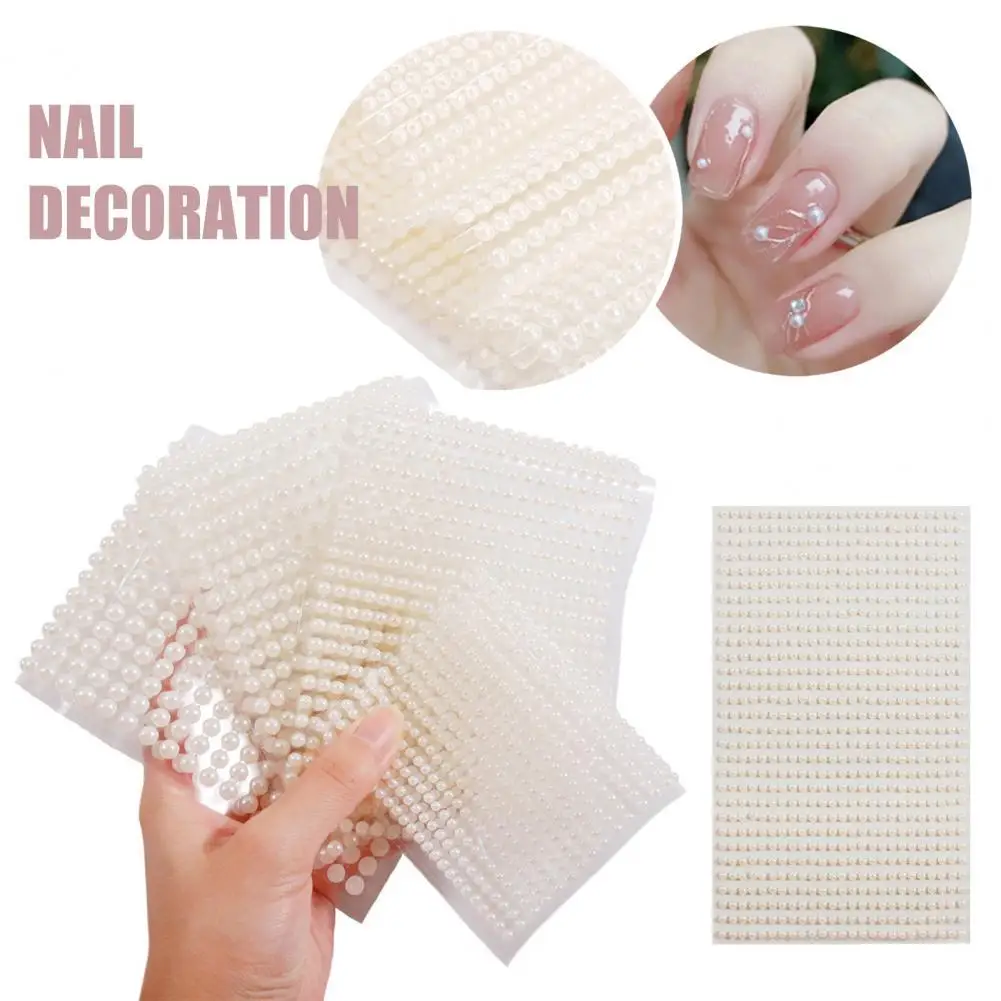 

750Pcs Faux Pearl Decal Practical White Imitation Pearl DIY Nail Art Sticker Lightweight Removable Imitation Pearl Sticker