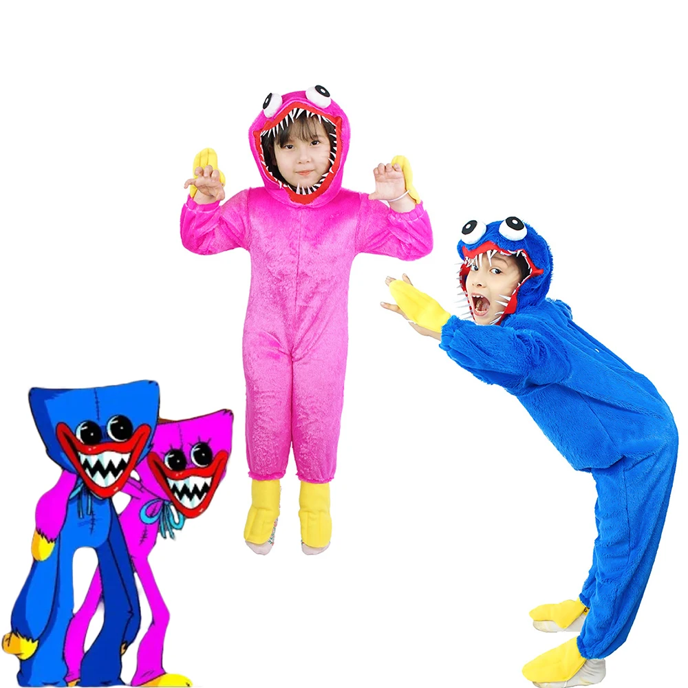 

Kids Huggy Wuggy Cosplay Costume Pink Blue Jumpsuit Fancy Suit for Birthday Carnival Halloween Scary Parties