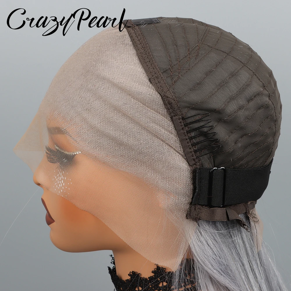 Серый парик CrazyPearl из натуральных волос, прямой, с фронтальной шнуровкой 13x4, предварительно прорезанный, 10 дюймов, короткий парик из натуральных волос (art.: 3920d8dcade2f) - 3920d8dcade2f