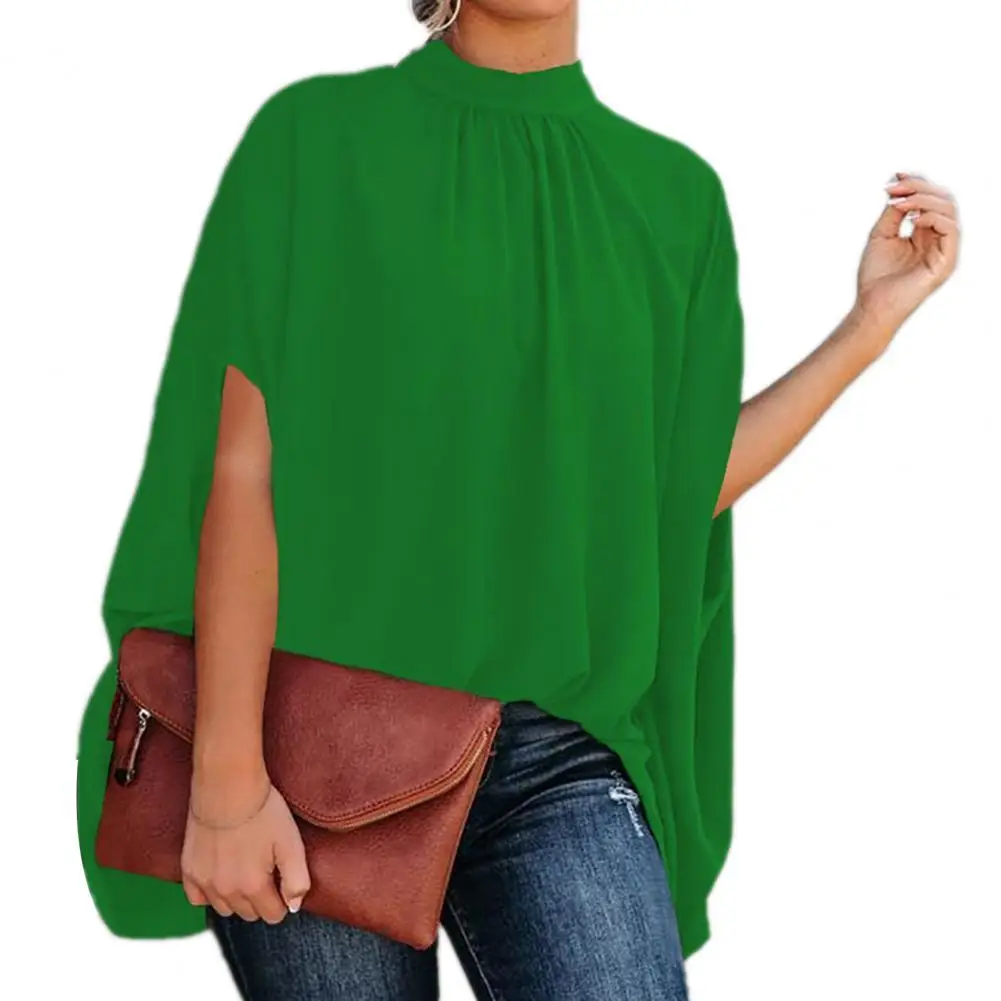 

Stylish Blouse Top Printing Cool Women Blouse Half High Collar Lady Blouse