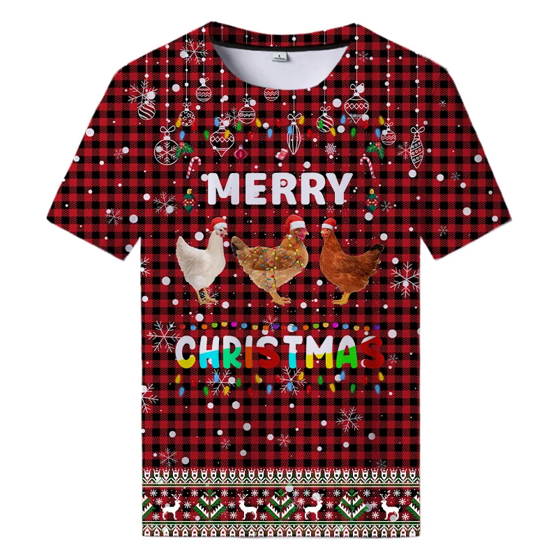 

Funny Turkey Christmas 3d Print Tshirt Men Women Christmas 3D Tshirt Merry Christmas Chicken Printing T-shirt2XS-4XL