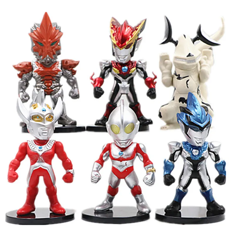 

6pcs 10cm Japanese anime figure Ultraman Q version action figure collectible model toys for gifts