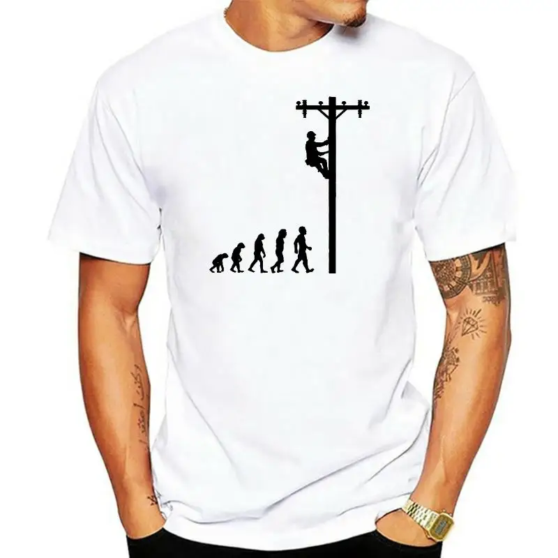 

Evolution Of Lineman Funny Electrician A Person Who Fixes T Shirt Gift Summer Style T-shirt Funny Joke Men Casual Short Sleeve