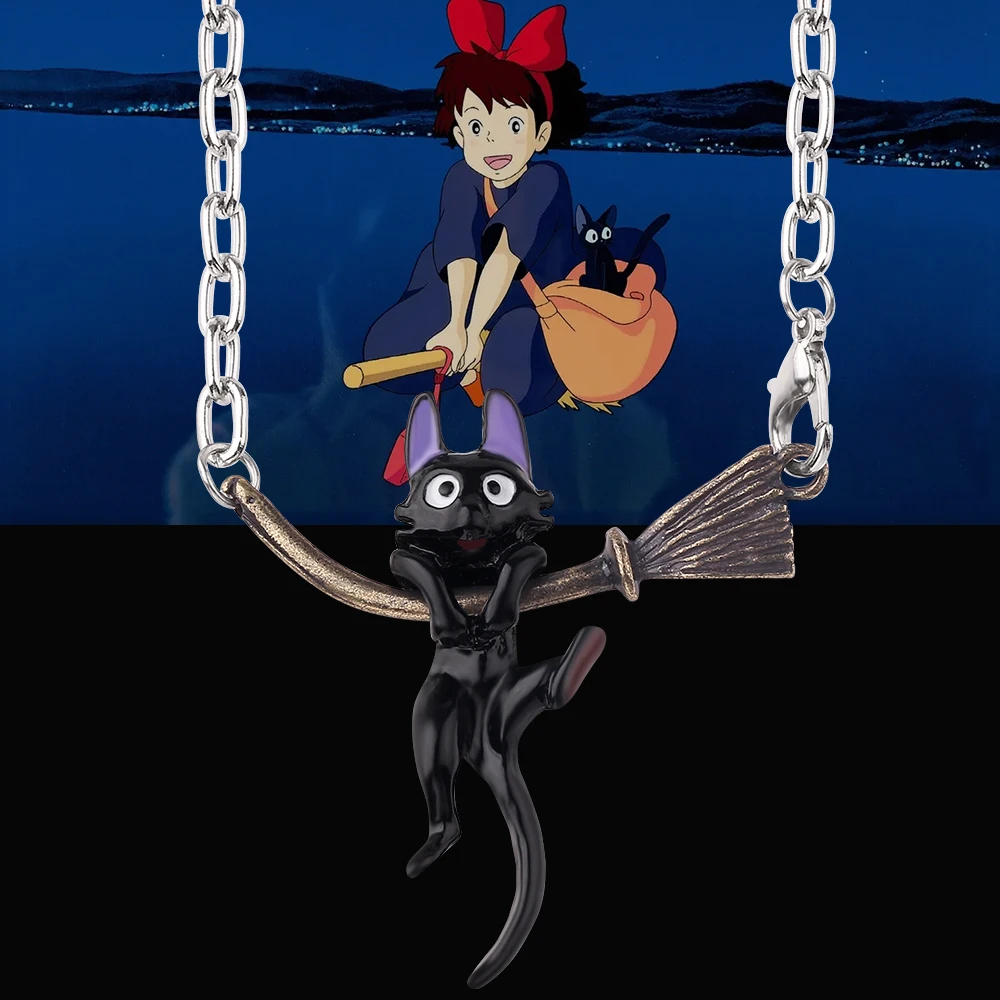 Ожерелье с подвеской в виде черной кошки из аниме Миядзаки Кики | Украшения и