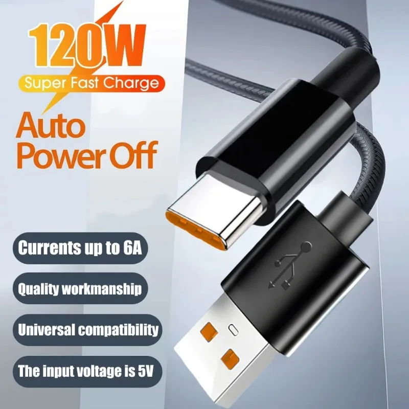 ładować 120W Kabel USB typu C Super Fast Charging Micro Line Quick Charge Kable Przewód do transferu danych dla Androida Samsung Xiaomi