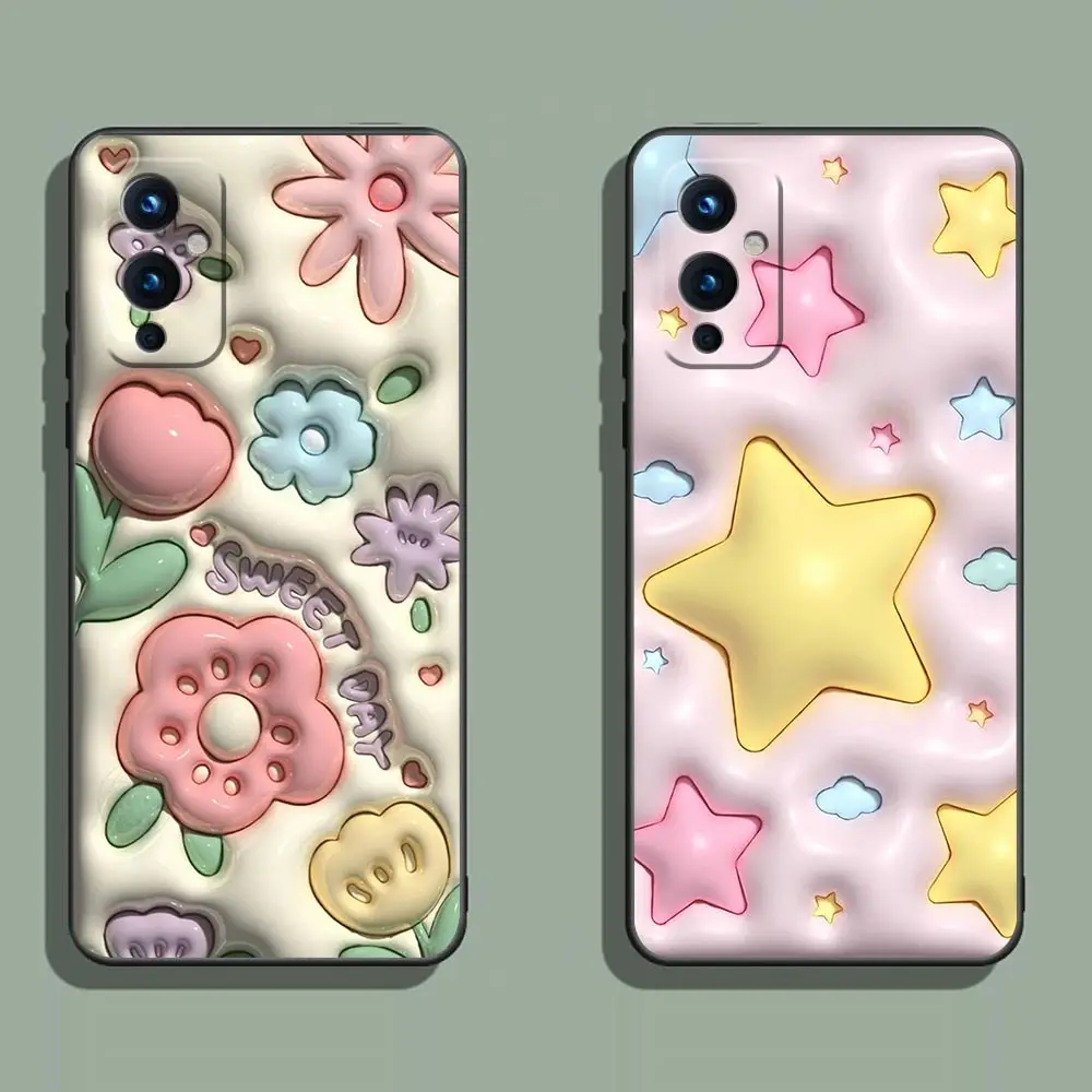 _ 3D эффект напольный план свинья цветок фотоэлемент для Oneplus 11 10 9 8 8T 7 7T 6 6T ACE 2V NORD CE 2