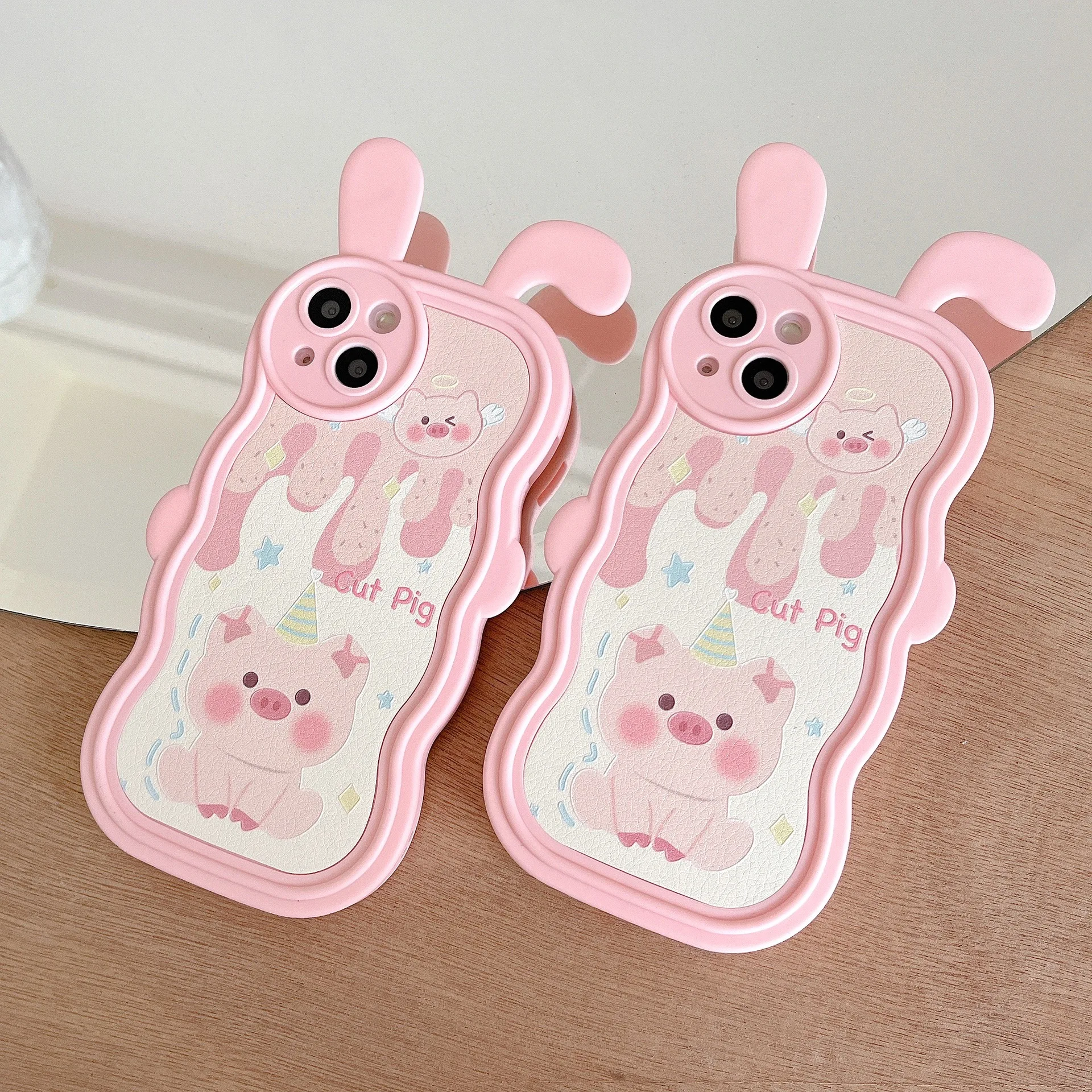 

Cute Edge Rabbit Ear Soft Silicone Phone Case For iPhone 14 12 13 11 Pro MAX XR X XS Plus Shockproof Lens Protection Cover