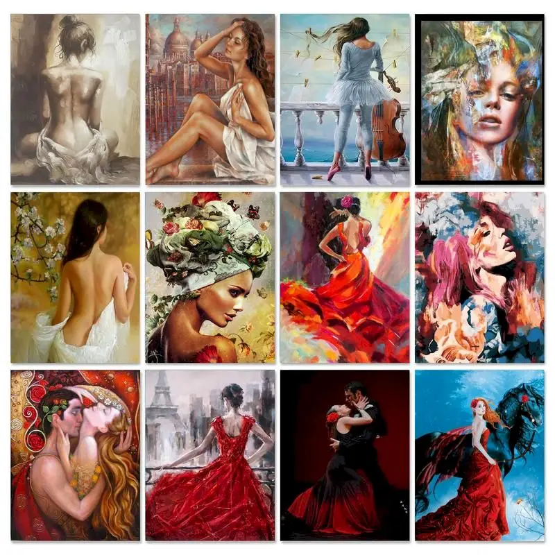 

GATYZTORY 60x75cm Painting by numbers With Frame Women Picture Paint DIY Pictures by numbers For Adults Artwork Home decor