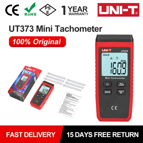 UNI-T UT373 Цифровой тахометр скорости, лазерный бесконтактный тахометр в минуту, 99999 отсчетов, мини-метр оборотов, подсветка