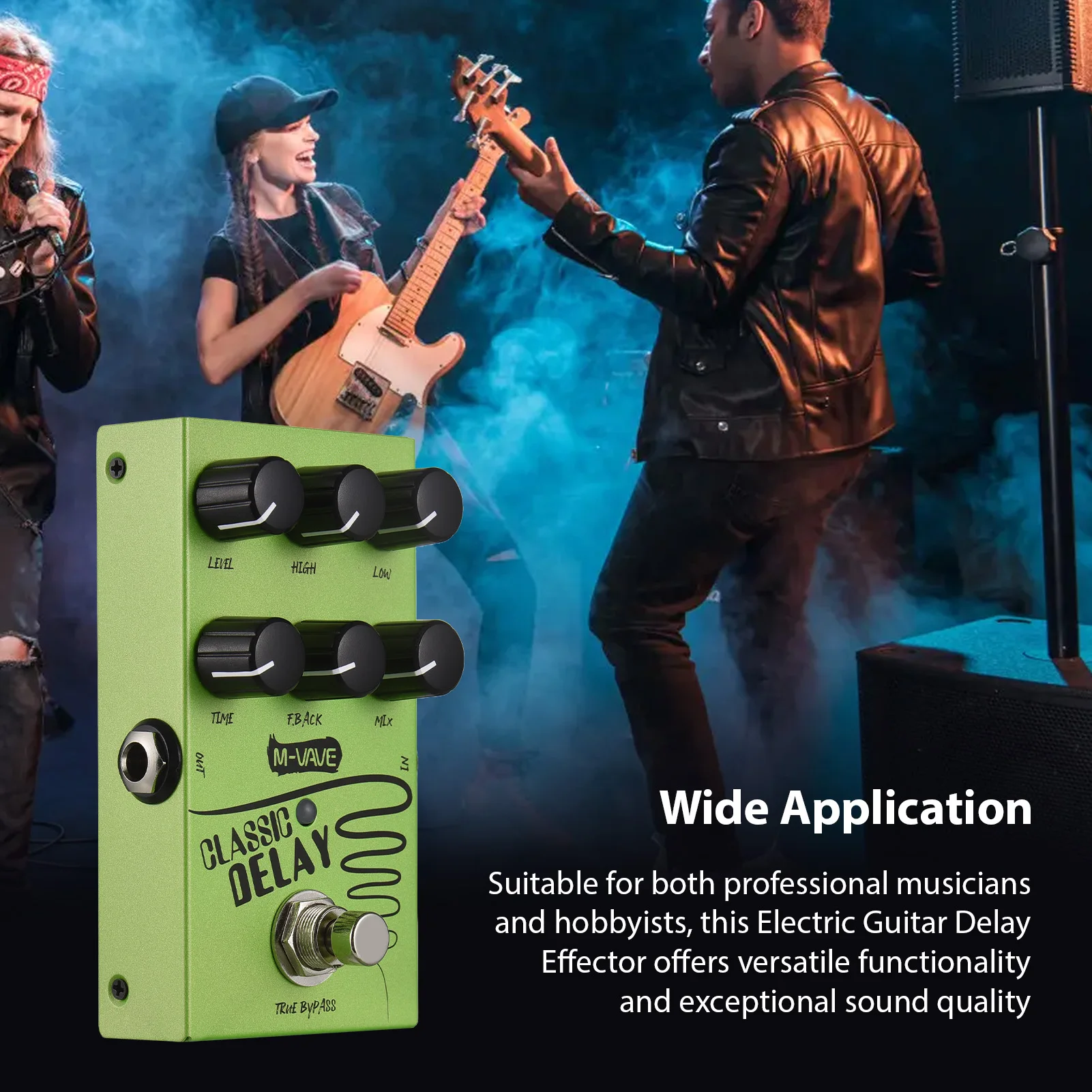 Педаль эффектов задержки гитары M-VAVE 2-полосный эквалайзер и усиление громкости
