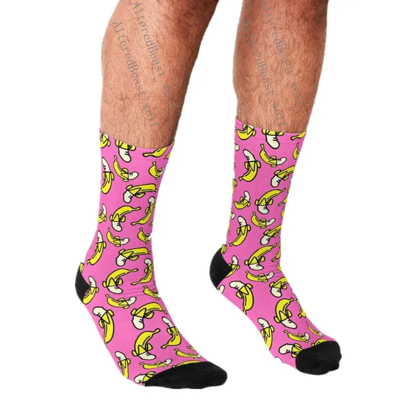 

Забавные мужские носки, носки с рисунком банана и пениса в стиле Харадзюку, мужские счастливые носки в стиле хип-хоп, новинка, милые повседне...
