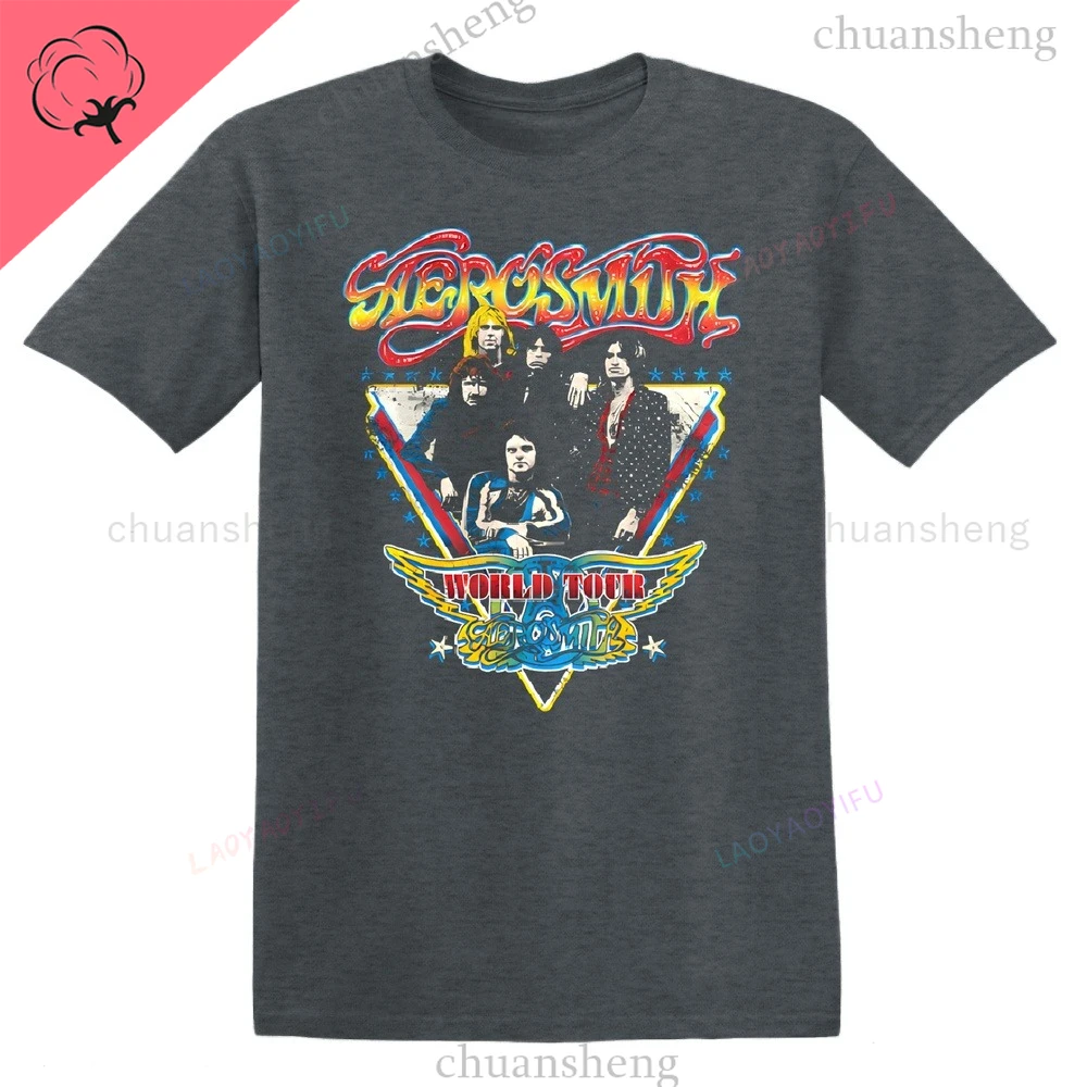 Футболки Aerosmith «World Tour» Классические футболки рок-группы унисекс из плотного хлопка с короткими рукавами Топы из чистого хлопка Одежда Y2k (art.: 3920cfe2a8ebf) - 3920cfe2a8ebf