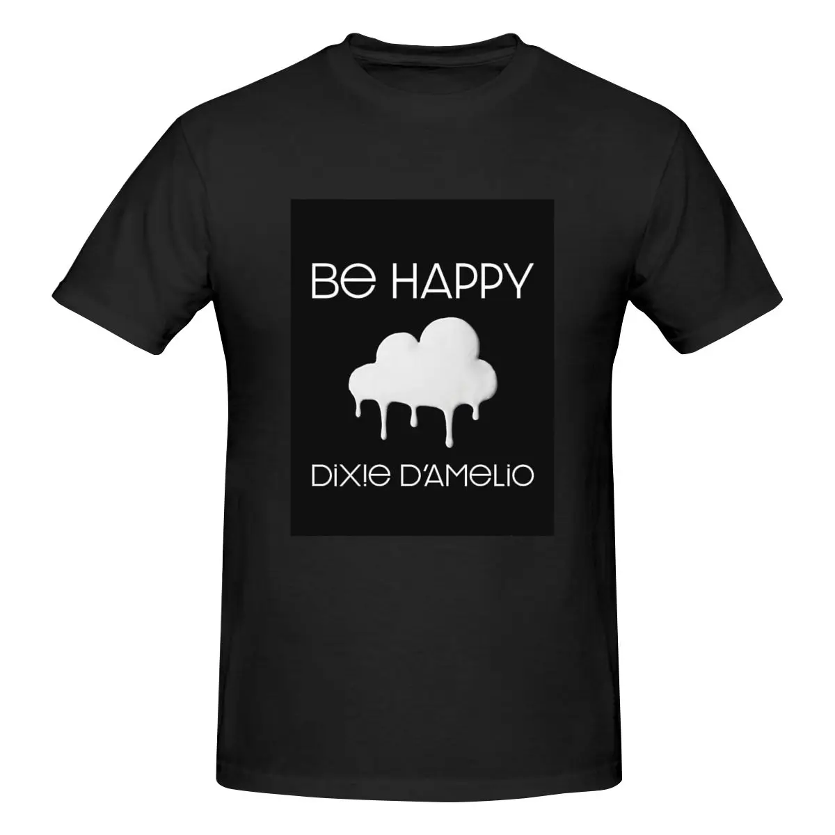 

Be Happy Dixie Damelio Anime T Shirt Tops Vintage Washed Short Sleeve Oversized T-shirt Harajuku Streetwear