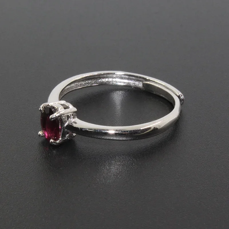 Простое кольцо для помолвки с красным турмалином овальной огранки 0 4 карата из