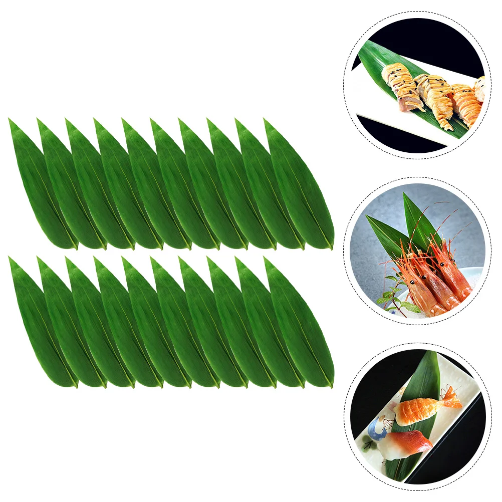 

Sushi Leaf Plate Sashimi Leaves Decor Ornament Fake Artificial Garnish Roller Mat Decorative Decoration Machine Green Japanese