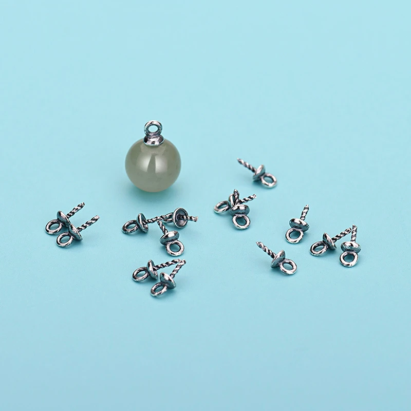 4 Pieces/Bag S925 Sterling Silver Empty Base Pearl Pendants Empty Hanging Pan Ancient Gold Pendants Base DIY Jewelry Accessories