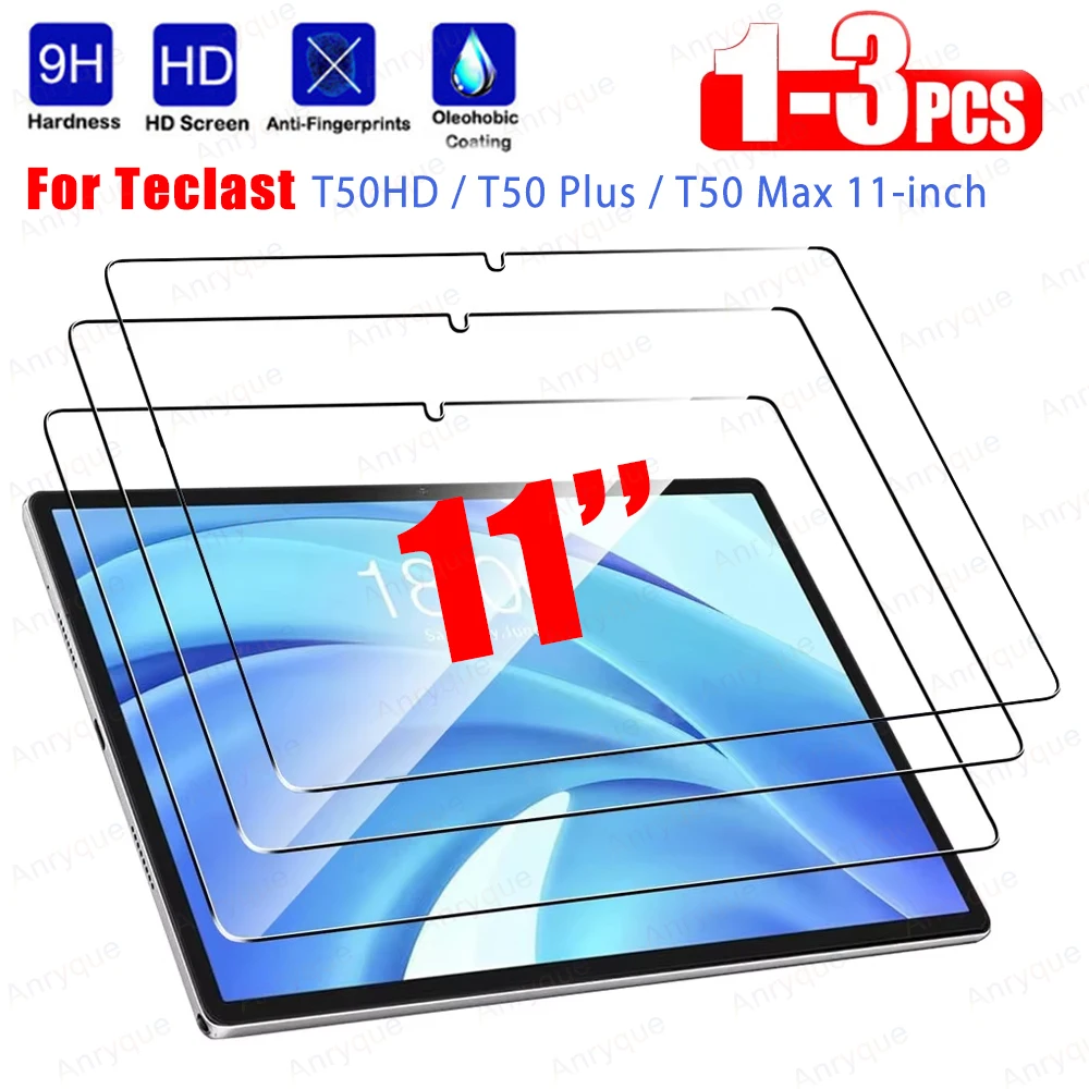 Фото 1-3Pcs Tempered Glass Screen Protector Teclast T50HD 11 Inch T50 Plus Max 11'' Clear 9H HD Anti-Scratch Protective Tablet Film №1